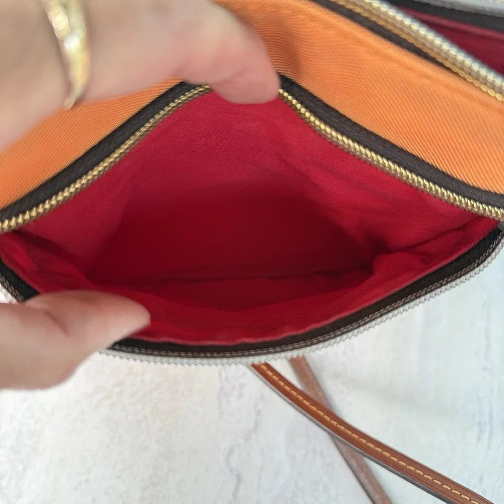 Dooney & Bourke Nylon Orange  North South Triple Zip Crossbody #7626